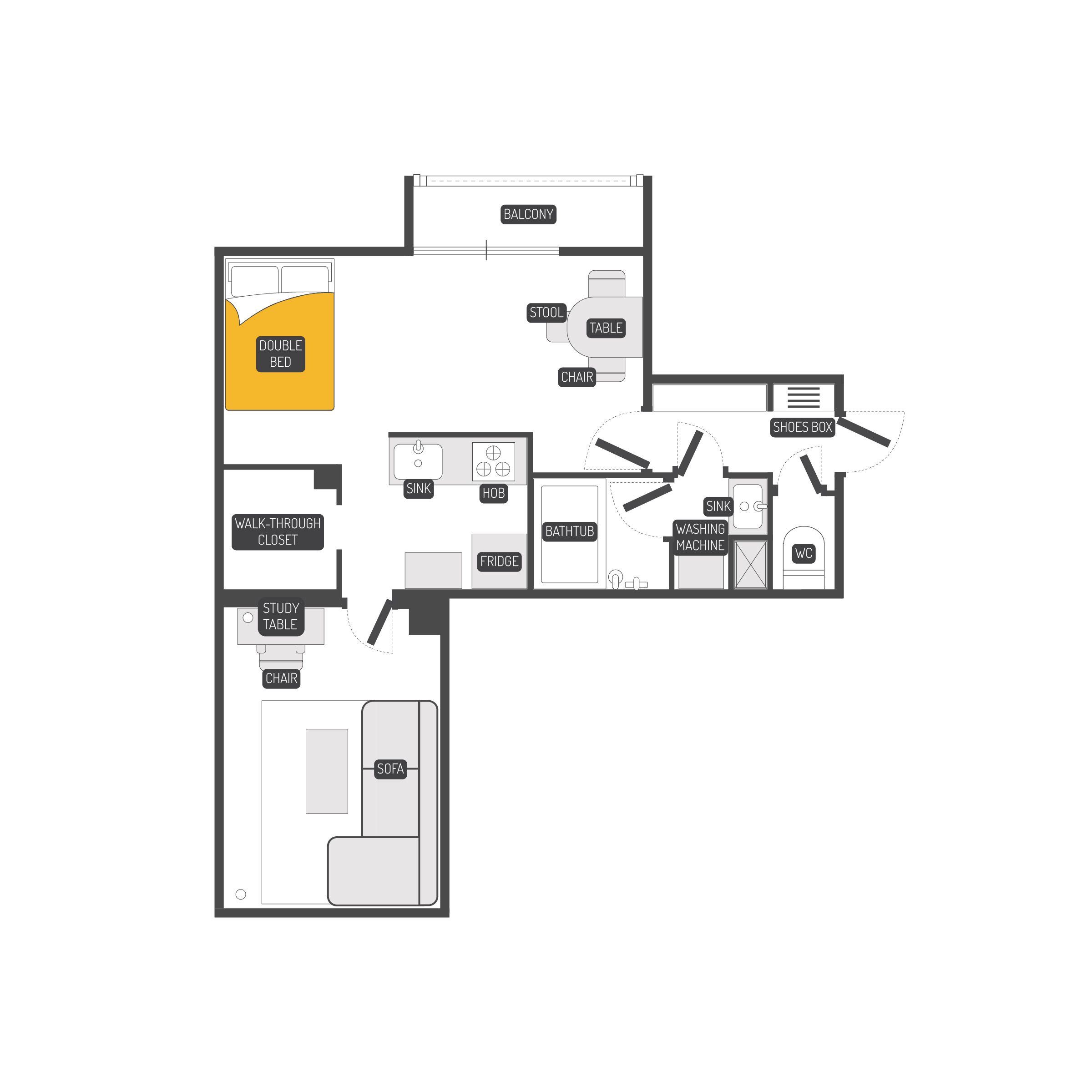 Dash Living Hatagaya, Executive 1 Bedroom B Image